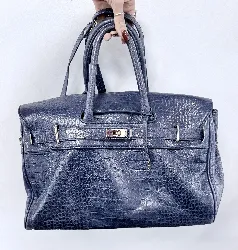 sac mac douglas taille l en cuir navy effet croco avec bandoulière