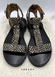 sandales sézane low tisha noir serpent multi en cuir