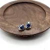 13006540 boucles d'oreilles motif pierre bleue entourée d'oxydes argent 925 millième (22 ct) 2,07g argent 925 millième (22 ct) 2,0