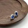 13006540 boucles d'oreilles motif pierre bleue entourée d'oxydes argent 925 millième (22 ct) 2,07g argent 925 millième (22 ct) 2,0