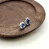 13006540 boucles d'oreilles motif pierre bleue entourée d'oxydes argent 925 millième (22 ct) 2,07g argent 925 millième (22 ct) 2,0