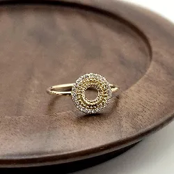 20005810 bague pl-or motif cercle perlé de oxydes t56