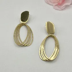 3120409 boucles d'oreilles pendantes 4 ovales en acier doré