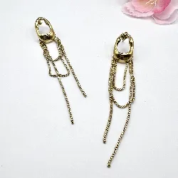 3122809 boucles d'oreilles pendantes en forme de géométrique gland chaîne en acier doré