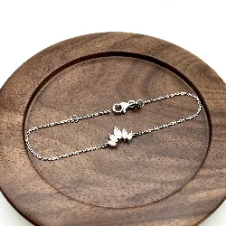 87379918 bracelet avec oxydes blancs motif feuille l18 cm argent 925 millième (22 ct) 1,8g argent 925 millième (22 ct) 1,8g