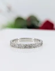 bague tour américain ornée de deux lignes de petits diamants  or 375 millième (9 ct) 2,91g