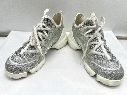 baskets dior d-connect en tissue blanche et gris pailleté