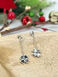 boucle d'oreilles en argent trèfles en nacre  argent 925 millième (22 ct) 1,75g