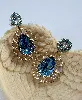 boucles d'oreilles swarovski goutte bleue et cristaux transparents