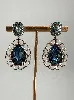 boucles d'oreilles swarovski goutte bleue et cristaux transparents