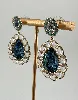 boucles d'oreilles swarovski goutte bleue et cristaux transparents