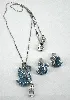 parure swarovski cygne bleu-collier et boucles d'oreilles en cristaux bleus scintillants