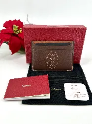 porte carte cartier must en cuir - marron
