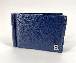 porte cartes balenciaga en cuir bleu marine