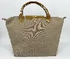 sac à main  longchamp le pliage en toile beige avec les poignées en cuir vernis taille s