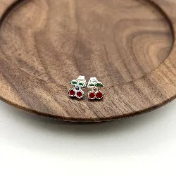 1350500 boucles d'oreilles puces cerises argent 925 millième (22 ct) 1,13g