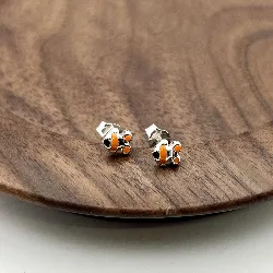 1371600 boucles d'oreilles puces poisson clown argent 925 millième (22 ct) 1,2g