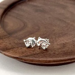 14231791 boucles d'oreilles puces dolpin avec cristal argent 925 millième (22 ct) 0,98g