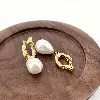 3121309 boucles d’oreilles pendantes avec perles synthétiques en acier doré t1,5 x 4,5 cm