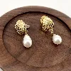 3124809 boucles d'oreilles coqille avec pendentif perle synthétiques t1,3 x 4 cm