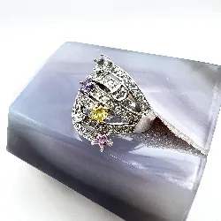 bague en argent avec pierres de couleur t58 argent 925 millième (22 ct) 8,05g