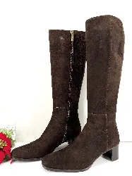 bottes cavalières carel en daim marron