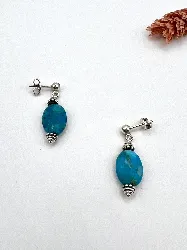 boucles d'oreilles ornées de turquoise  argent 925 millième (22 ct) 3,75g