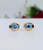 boucles d'oreilles ovales chacune sertie d'un saphir et une topaze or 750 millième (18 ct) 2,04g