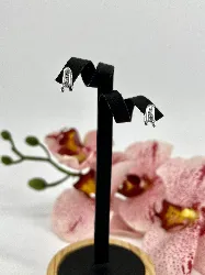 boucles d'oreilles v orné d'oxydes argent 925 millième (22 ct) 2g