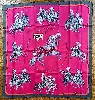 carré 90 / foulard hermès "carrousel" en soie couleur rose et gris 88 x 88 cm