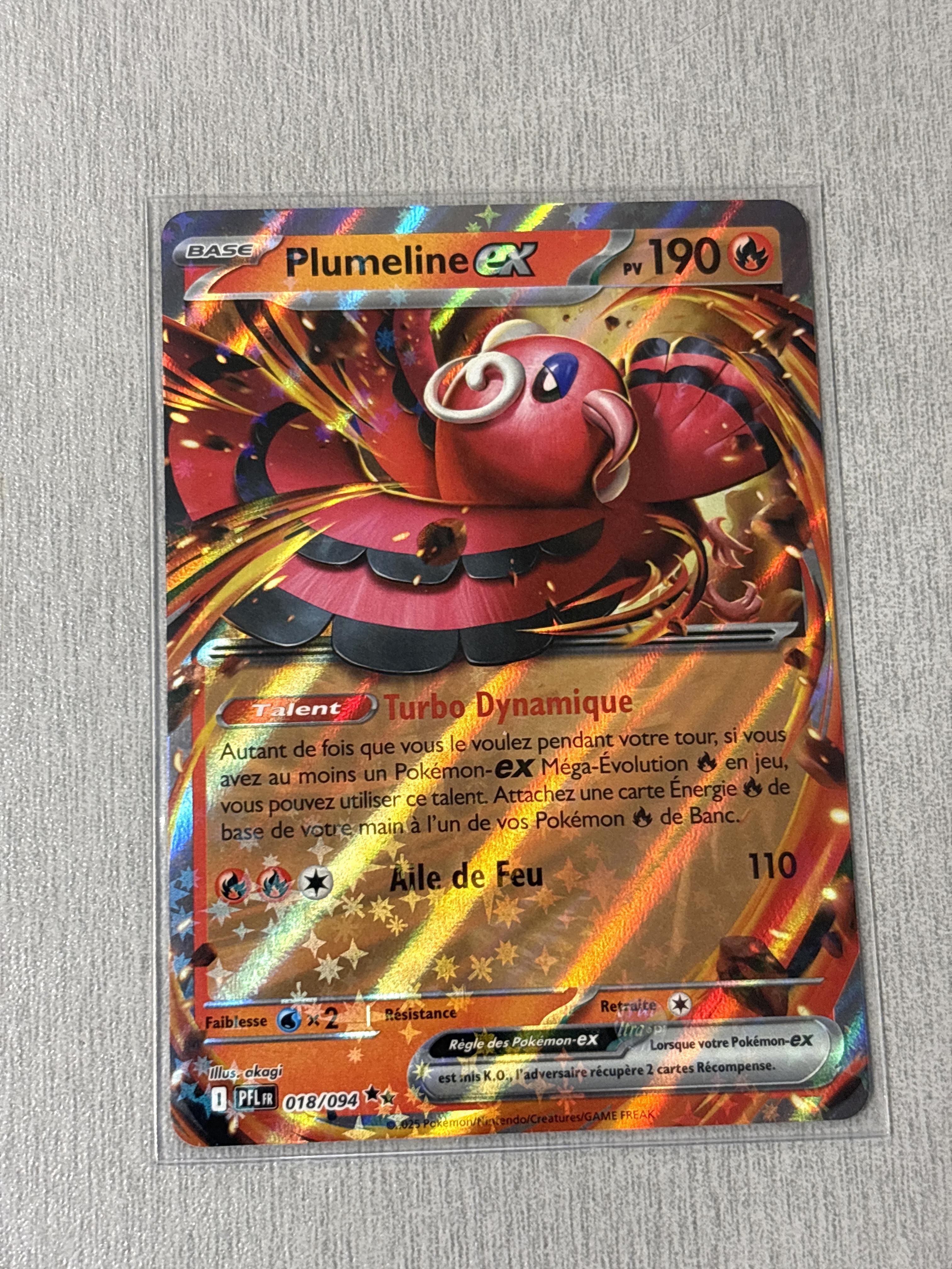 Carte Pokémon Plumeline EX 018/094 FR