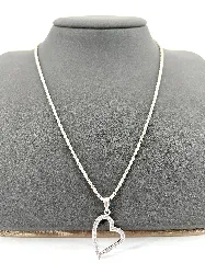 collier avec pendentif en forme de coeur serti d'oxydes  argent 925 millième (22 ct) 6,73g