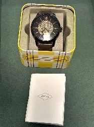 montre fossil homme automatique en cuir marron me3155