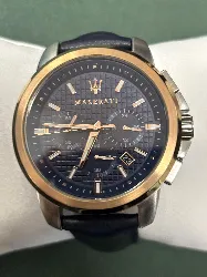 montre homme maserati successo en cuir bleu