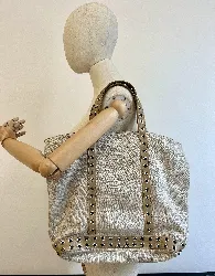 sac cabas vanessa bruno en lin couleur sable et cuir taille m