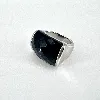 bague en argent avec pierre noire facettée  argent 925 millième (22 ct) 11,39g