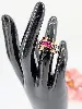 bague tank sertie un diamants d'environ 0,10ct et une ligne de ornée de rubis synthétiques taille baguettes or 750 millième (18 ct