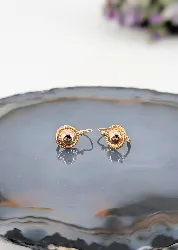 boucles d'oreilles dormeuses en or rose motif boule or 750 millième (18 ct) 1,38g