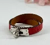 bracelet hermès kelly double tour couleur rouge vermillon finition argenté