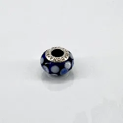charm en argent et verre bleu à pois blanc argent 925 millième (22 ct) 2,81g