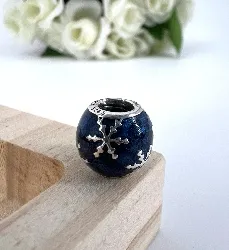 charm pandora flocon de neige scintillant bleu  argent 925 millième (22 ct) 2,80g