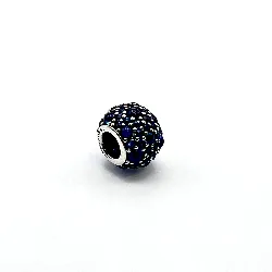 charm pandora rond orné de pierres bleues argent 925 millième (22 ct) 2,54g