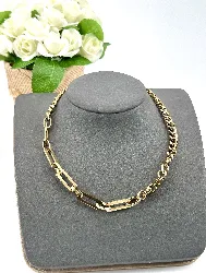 collier chaîne en métal doré avec deux mailles