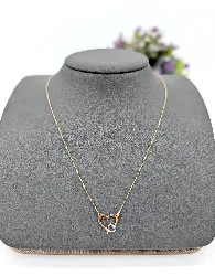collier fin double coeurs en 2 ors or 375 millième (9 ct) 0,83g