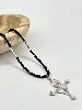 collier pierres noires avec pendentif en argent l47cm argent 925 millième (22 ct) 16,32g