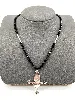 collier pierres noires avec pendentif en argent l47cm argent 925 millième (22 ct) 16,32g