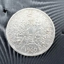 pièce 5 francs semeuse 1960 argent 900 millième 11,96g