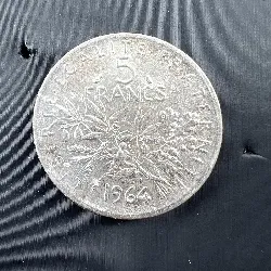 pièce 5 francs semeuse 1964 argent 835 millième 11,98g