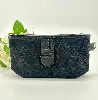 pochette longchamp en toile et cuir noir