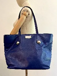 sac cabas sonia rykiel en cuir bleu électrique